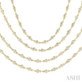7 Ctw Bezel Set Round Cut Diamond Layered 60-Inch Necklace in 14K Yellow Gold
