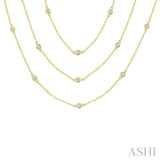 2 Ctw Bezel Set Round Cut Diamond 60-Inch Long Station Necklace in 14K Yellow Gold
