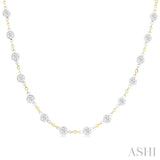 4 Ctw Bezel Set Round Cut Diamond Station Necklace in 14K Yellow and White Gold