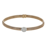 18K Rose gold textured bangle with round diamond accent .20 ctw. and magnetic closure, is a perfect bangle for stacking