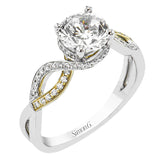18K White and Yellow Gold intertwined engagement ring featuring .20cttw diamonds.(Center stone sold separately)
