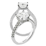 18K White gold underhalo engagement ring featuring .35cttw round white diamonds. (center stone sold separately)