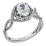 Classic with a modern twist, this white gold engagement ring features .50 ctw of sparkling white diamonds in a dramatic openwork design.