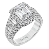 This gorgeous engagement ring makes quite the appearance with .83 ctw of round diamonds along with .83 ctw of baguette diamonds.