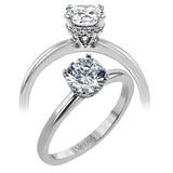 18K white gold solitare featuring .07cttw diamond underhalo.  (center stone sold separtately)
