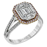 18K white and rose gold ring featuring 1.23cttw diamonds and .15cttw  natural pink diamonds to create an iconic ring.