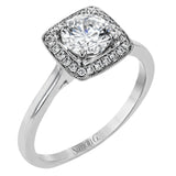 Tasteful yet glamorous, this white gold ring features an eye-catching square halo that glitters with .11 ctw of round white diamonds.