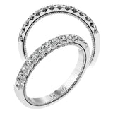 This band contains .35 ctw of white diamonds, and an interior of rose gold for a romantic touch.