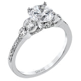 Timelessly beautiful, this white gold engagement ring's stunning design features .44 ctw of round white diamonds flanking the center stone with a lovely tapered effect.