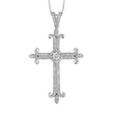 This cross pendant is a great update of a classic design in 18k white gold with .44 ctw of round brilliant white diamonds.