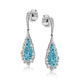 These wonderful teardrop shaped earrings feature .45 ctw of paraiba tourmaline pave set in the center, surrounded by 1.10 ctw of white diamonds.