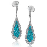 Featuring a classic teardrop design, these impressive earrings are set with 2.28 ctw white diamonds and 1.00 ctw of bright Paraiba tourmaline stones.