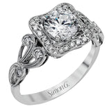 The lovely vintage design of this impressive white gold ring is emphasized by .27 ctw sparkling round cut white diamonds.