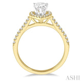 3/8 Ctw Pear Shape Diamond Ladies Engagement Ring with 1/4 Ct Pear Cut Center Stone in 14K Yellow and White Gold
