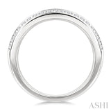 1 1/2 Ctw Channel Set Baguette and Round Cut Diamond Wedding Band in 14K White Gold