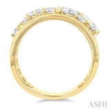 1 1/2 Ctw Asymmetric Split Mixed Diamond Cut Fashion Wide Band in 14K Yellow Gold