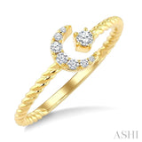 1/10 Ctw Crescent Moon & Star Round Cut Diamond Stackable Fashion Ring in 10K Yellow Gold