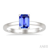 7X5MM Octagon Shape Tanzanite Precious Solitaire Ring in 14K White Gold