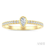 1/3 Ctw Bezel Set Pear and Round Cut Diamond Fashion Ring in 14K Yellow Gold
