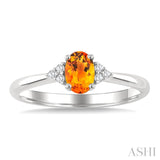 1/20 Ctw Oval Cut 6X4 MM Citrine and Round Cut Diamond semi-precious Ring in 10K White Gold
