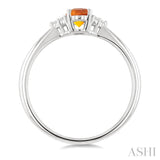 1/20 Ctw Oval Cut 6X4 MM Citrine and Round Cut Diamond semi-precious Ring in 10K White Gold