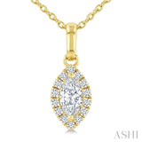 1/4 Ctw Marquise and Round Cut Diamond Fashion Halo Pendant With Chain in 14K Yellow Gold