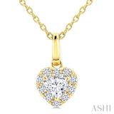 1/4 Ctw Heart and Round Cut Diamond Fashion Halo Pendant With Chain in 14K Yellow Gold