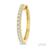 3/4 Ctw Round Cut Diamond Hoop Earrings in 14K Yellow Gold