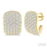 4 Ctw 6 Row Round Cut Diamond Fashion Half Hoop Earrings in 14K Yellow Gold