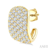 4 Ctw 6 Row Round Cut Diamond Fashion Half Hoop Earrings in 14K Yellow Gold