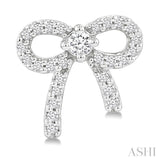 1/4 Ctw Round Cut Diamond Bow Petite Fashion Earrings in 10K White Gold