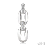 1/10 Ctw Round Cut Diamond Oval Shape D-Link Bold Fashion Earrings in Sterling Silver