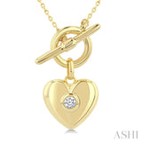 1/50 Ctw Bezel Set Round Cut Diamond Heart Charm Fashion Toggle Necklace in 10K Yellow Gold