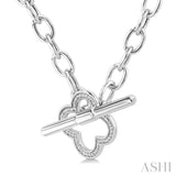 1/10 Ctw Round Cut Diamond Open Window Clover Toggle Fashion Necklace in Sterling Silver