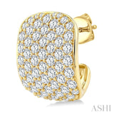 4 3/4 Ctw 7 Row Round Cut Diamond Fashion Half Hoop Earrings in 14K Yellow Gold