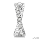 1/6 Ctw Petite Criss Cross Rope and Round Cut Diamond Fashion Huggies in 14K White Gold