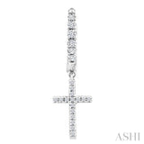 1/3 Ctw Round Cut Diamond Cross Charm Petite Fashion Huggie Earrings in 14K White Gold