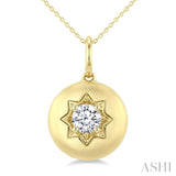 5/8 Ctw Circle Round Cut Diamond Fashion Dome Pendant With Chain in 14K Yellow Gold