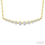 1/6 Ctw Curved Bar Round Cut Diamond Fashion Necklace in 10K Yellow Gold