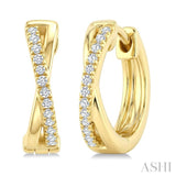 1/10 Ctw 'X' Petite Round Cut Diamond Fashion Huggie Earrings in 10K Yellow Gold