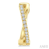 1/10 Ctw 'X' Petite Round Cut Diamond Fashion Huggie Earrings in 10K Yellow Gold