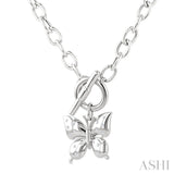1/10 Ctw Round Cut Diamond Butterfly Mosaic Fashion Toggle Necklace in Sterling Silver