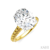 1/10 Ctw Oval Shape Round Cut Diamond Semi-Mount Engagement Ring in 14K Yellow and White Gold