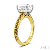 1/10 Ctw Princess Shape Round Cut Diamond Akari Wheat Shank Semi-Mount Engagement Ring in 14K Yellow and White Gold