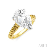 1/10 Ctw Pear Shape Round Cut Diamond Akari Wheat Shank Semi-Mount Engagement Ring in 14K Yellow and White Gold