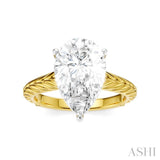 1/10 Ctw Pear Shape Round Cut Diamond Akari Wheat Shank Semi-Mount Engagement Ring in 14K Yellow and White Gold