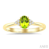 1/20 Ctw Oval Cut 6X4 MM Peridot and Round Cut Diamond semi-precious Ring in 10K Yellow Gold