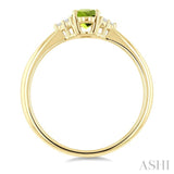 1/20 Ctw Oval Cut 6X4 MM Peridot and Round Cut Diamond semi-precious Ring in 10K Yellow Gold