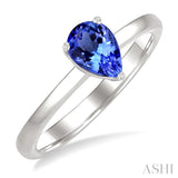 7X5MM Pear Cut Tanzanite Precious Solitaire Ring in 14K White Gold