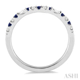 1.55 MM Round Shape Sapphire and 1/6 Ctw Baguette and Round Cut Diamond Precious Band in 14K White Gold